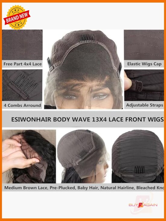 24in Body Wave Lace Front Wig Human Hair Black Women Glueless HD Curly Frontal